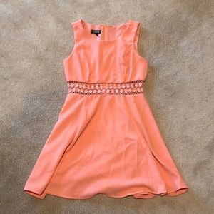 Peachy flare tank dress with flower cut outs